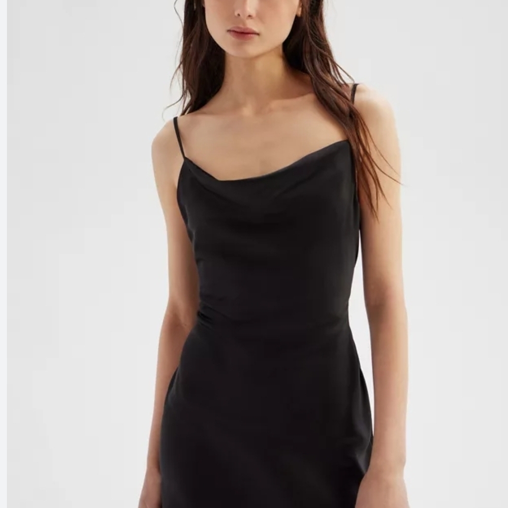 Urban Outfitters Black Satin Slip Dress Size M Spaghetti Strap Mini Dress‎